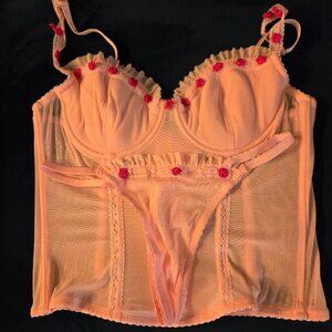 Pink Lace Bustier & Matching Thong